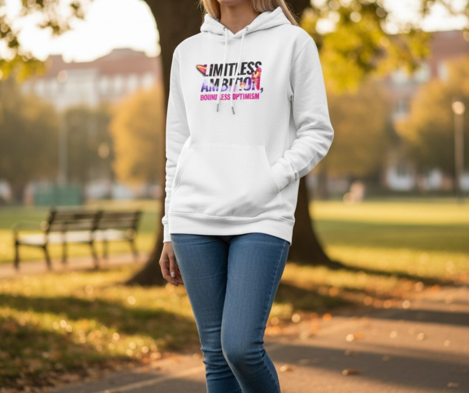 Limitless Ambition | White Hoodie - Large Print