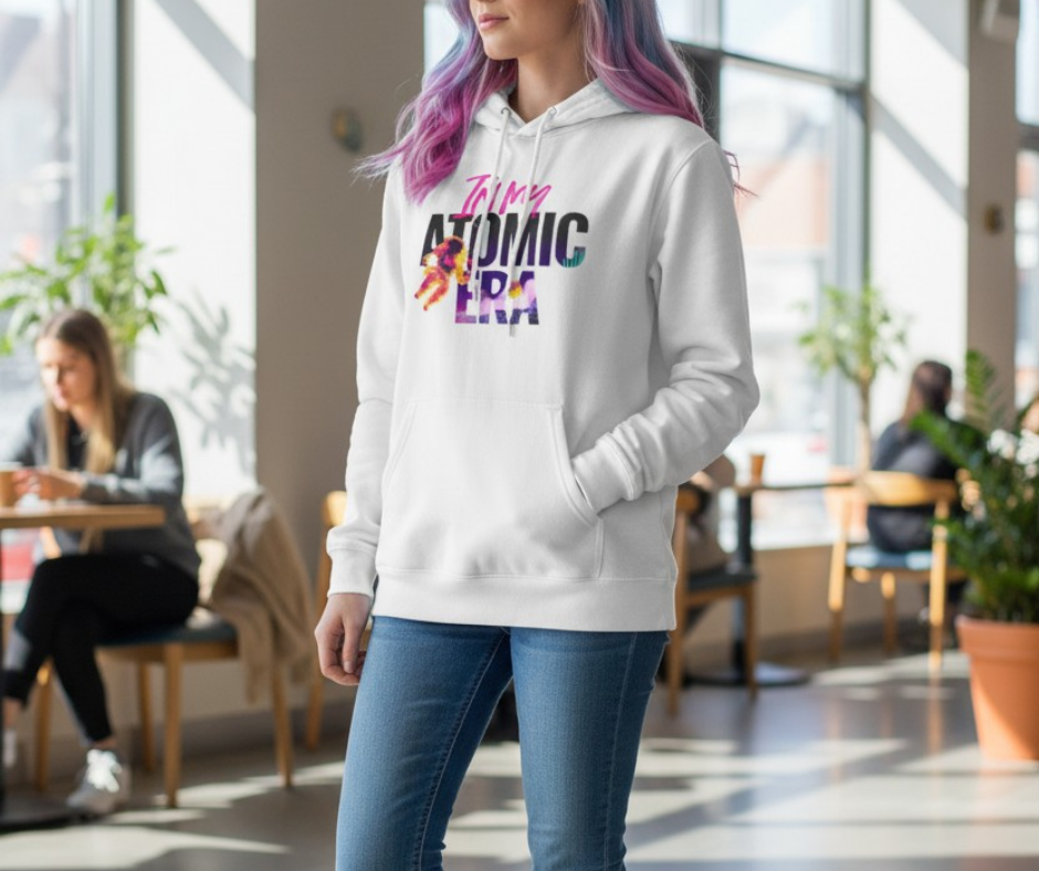 In My ATOMIC Era | White Hoodie - Large Print