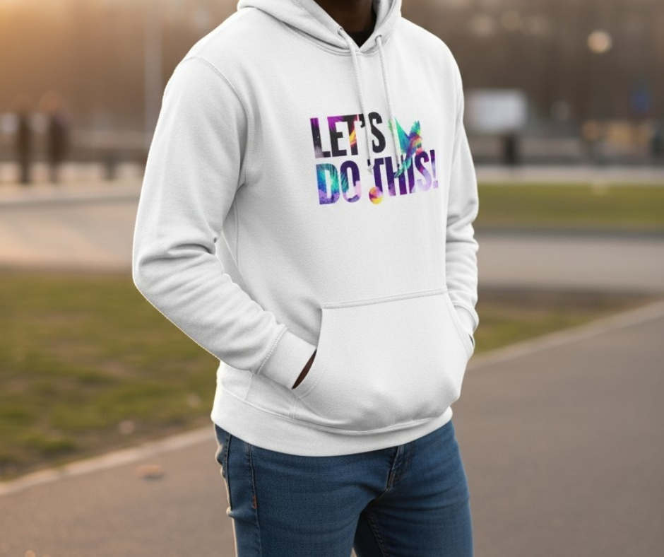 Let's Do This | White Hoodie - Large Print