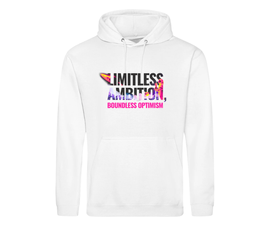 Limitless Ambition | White Hoodie - Large Print